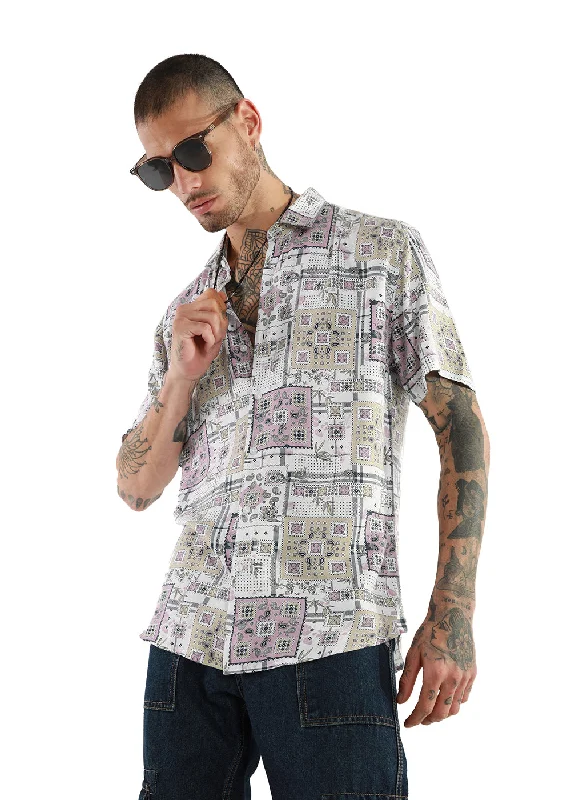 Opaque print half sleeve shirt