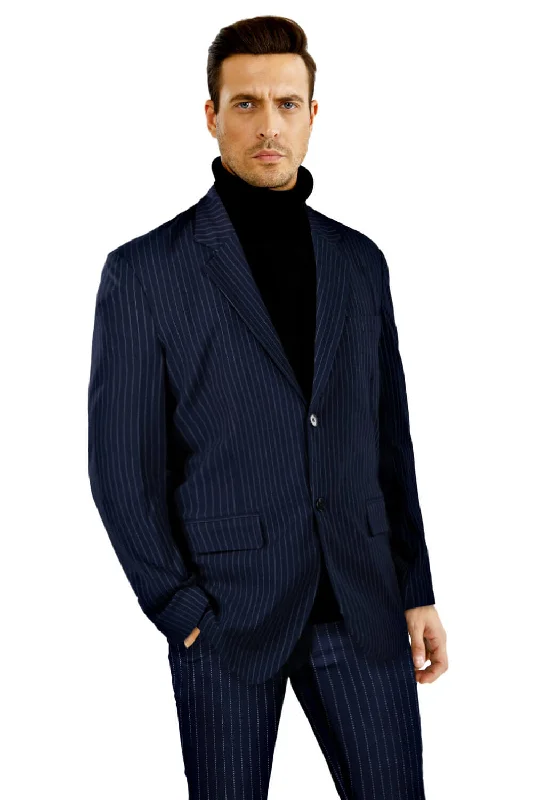 Men's  Stylish Classic Blazer - Dark Blue & Stripe