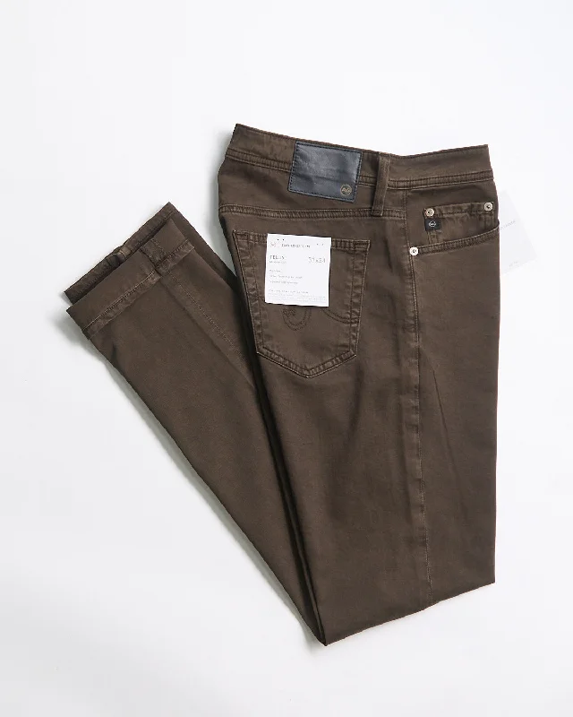 'Tellis' Deep Woodland Sateen Cotton 5 Pocket Pants