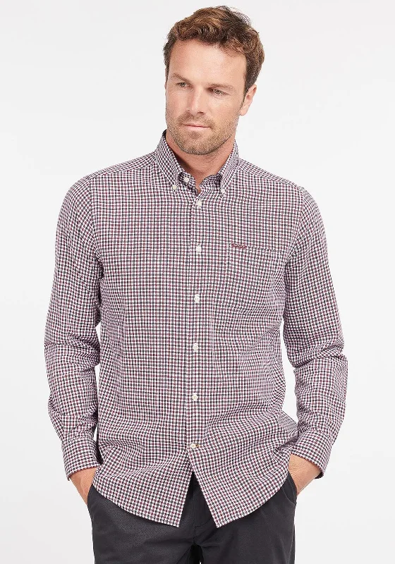 Barbour Mens Padshaw Gingham Tailored Shirt, Rich Red