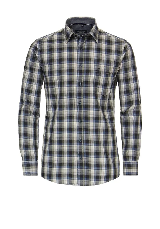 Casa Moda Check Shirt, Charcoal & Green Multi