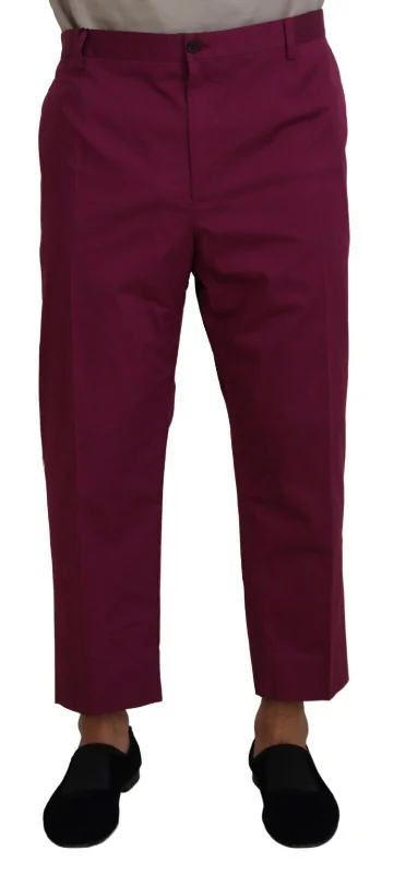 Dolce & Gabbana Elegant Magenta Cotton Stretch Men's Pants