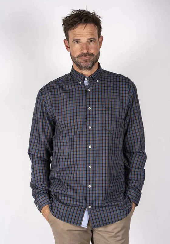 Pre End Rome Check Shirt, Dark Denim