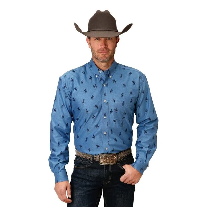 Roper Western Shirt Mens Long Sleeve Amarillo Blue 03-001-0326-0794 BU