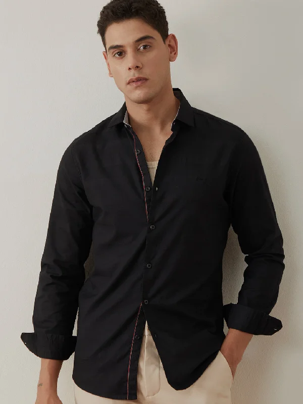 Black Plain Cotton Shirt