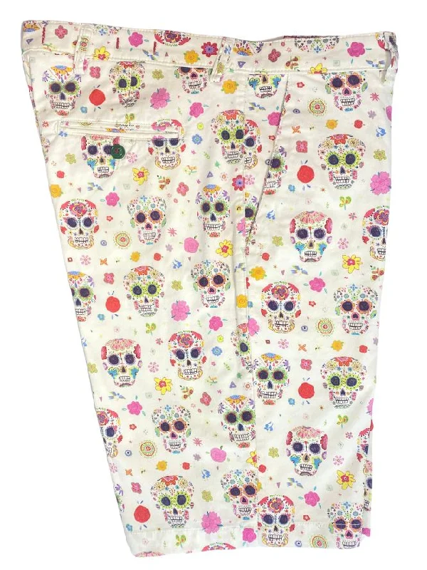 CANDY SKULL WHITE SHORTS