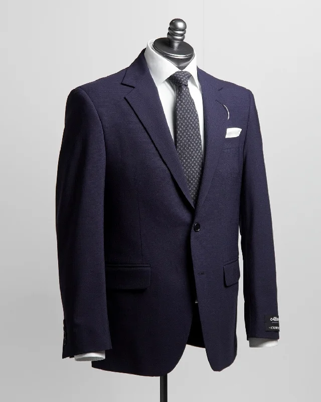 Navy Stretch Wool Dot Jacquard All Season Suit