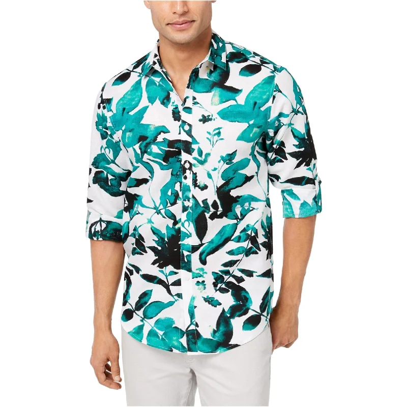 I-N-C Mens Abstract Floral Button Up Shirt