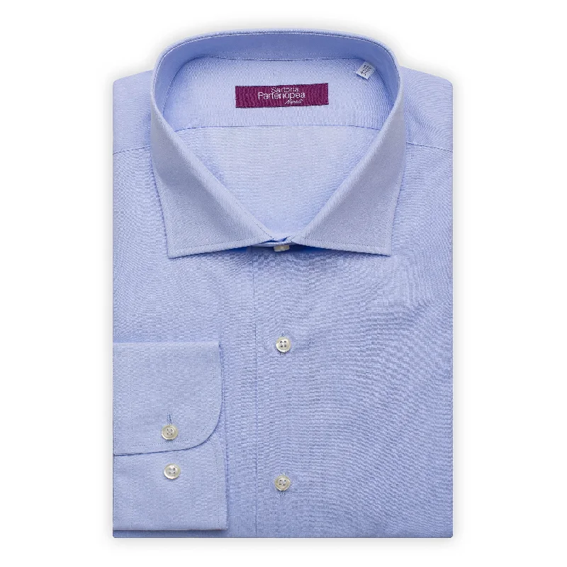 SARTORIA PARTENOPEA Blue Cotton Broadcloth Standard Cuff Dress Shirt NEW