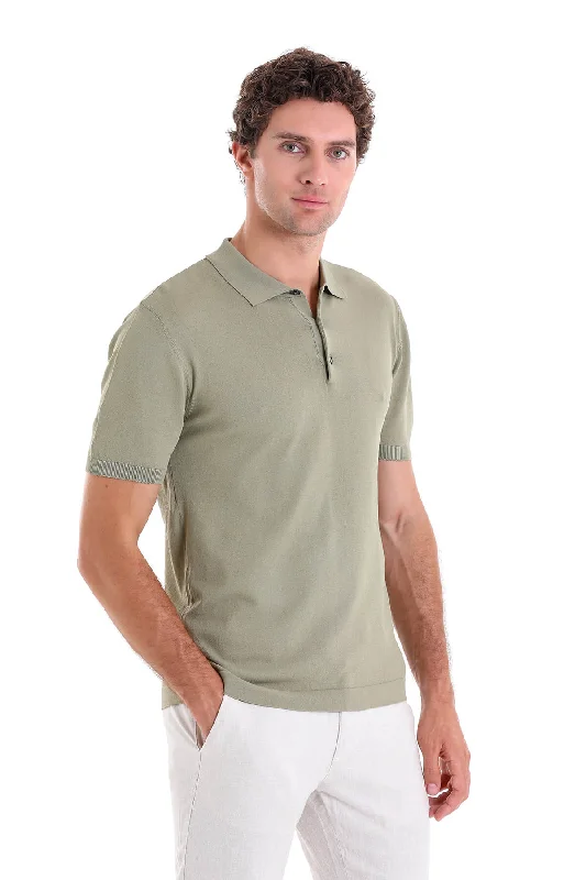 Comfort Fit Basic Green Vetiver Polo T-Shirt