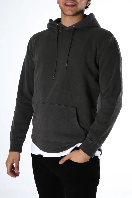 Curved Hem Hoody Coal