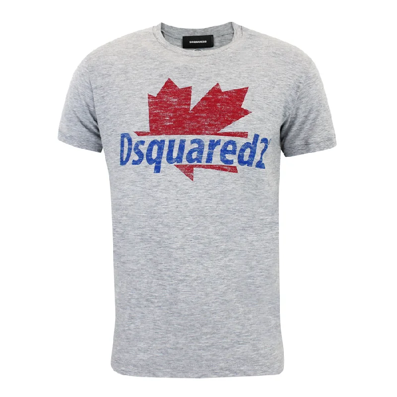 DSQUARED2 - Maple Leaf Logo T-Shirt in Grey Marl