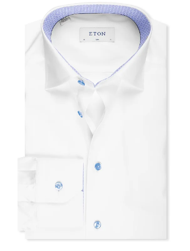 Slim Micro Print Signature Poplin Shirt White