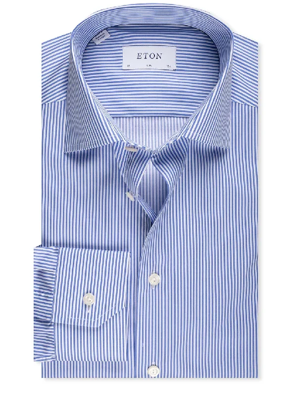 Slim Fit Striped Fine Twill Shirt Blue