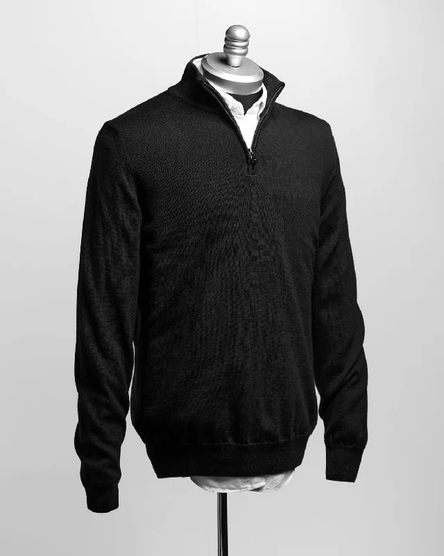 Black 12 Gauge Quarter Zip Sweater