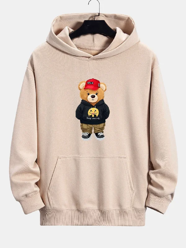 Hip Hop Bear Print Relax Fit Hoodie