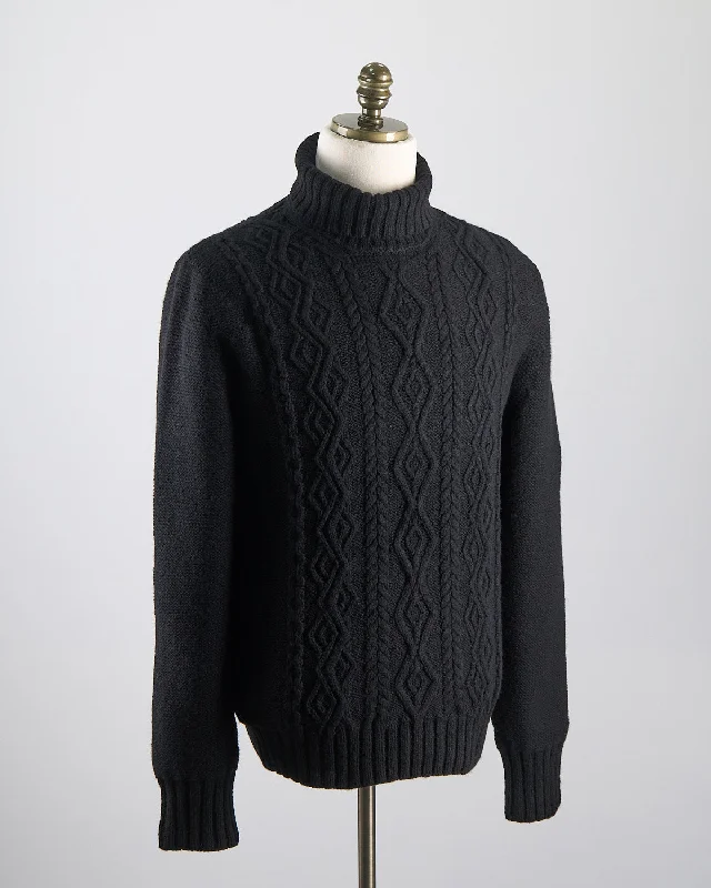 Aran Cableknit Turtleneck Sweater