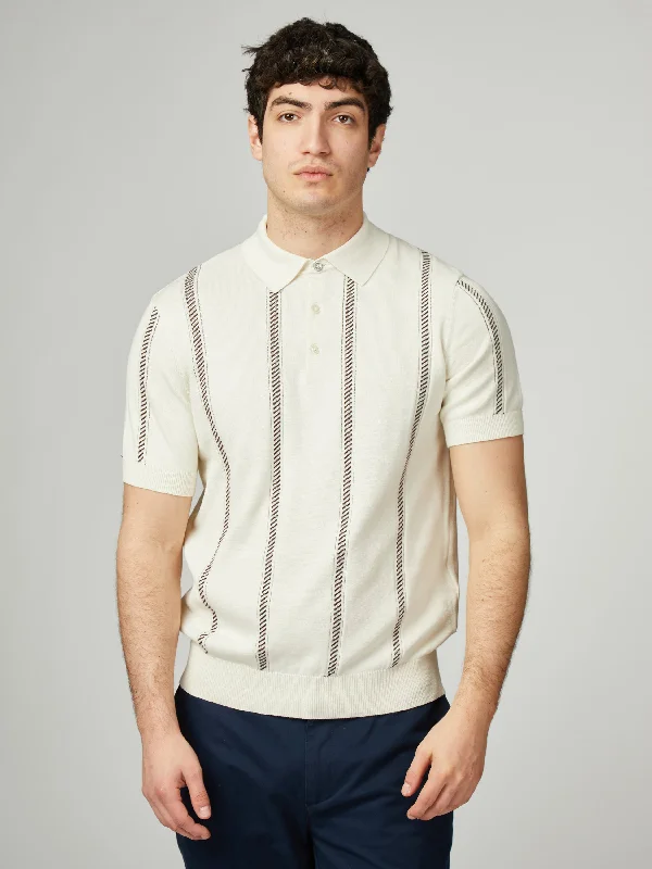 Jacquard Stripe Polo - Ivory