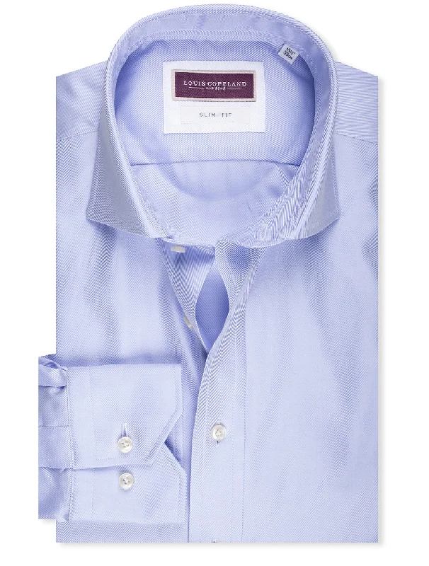 Slim Fit Thomas Mason Twill Single Cuff Shirt Blue