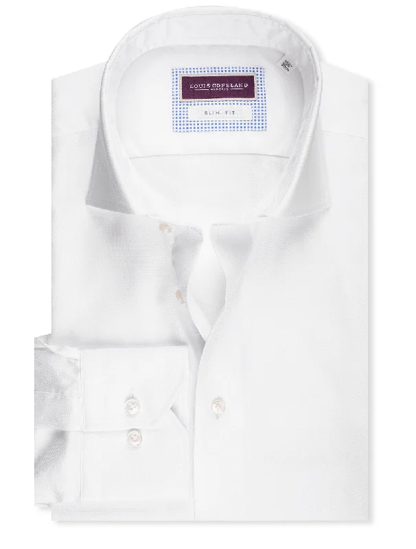 Slim Fit Pinpoint Shirt-White