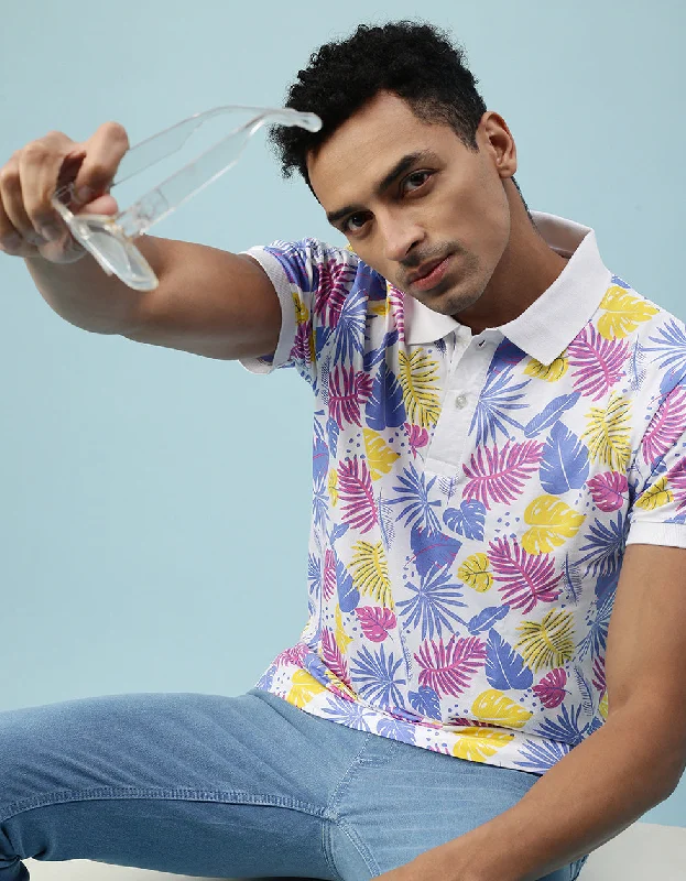 Multicolor All Over Floral Printed Polo T-shirt