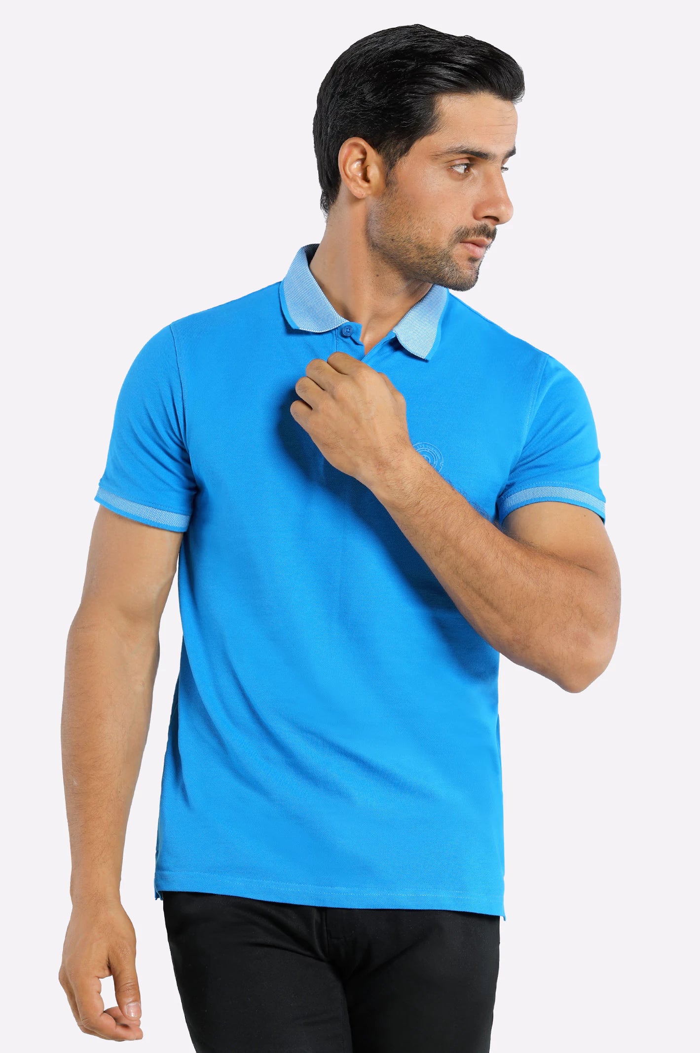 Royal Blue Jacquard Collar Polo