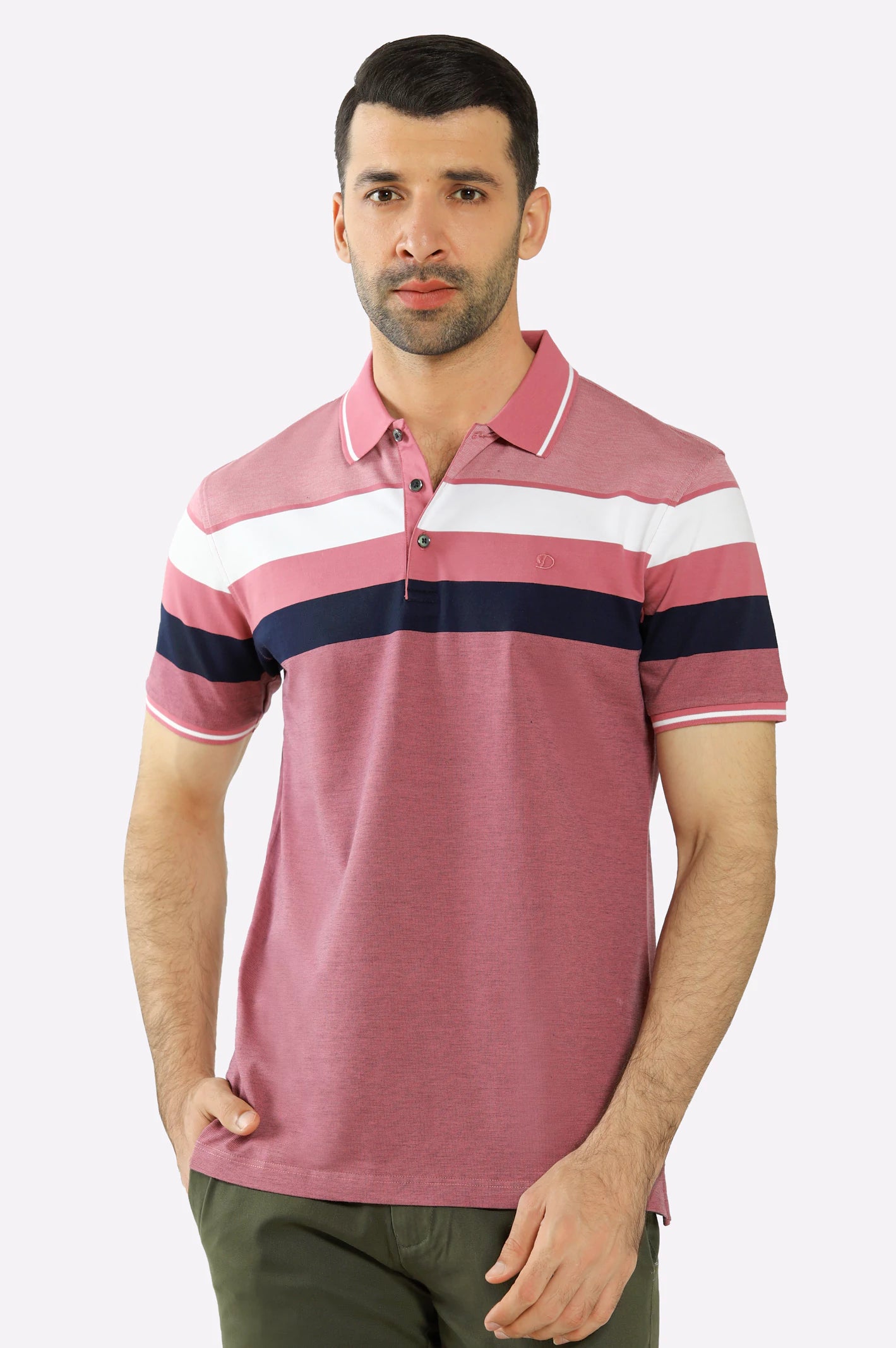 Pink Yarn Dyed Polo