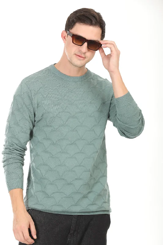 Pastel Green Textured Regular Fit Tshirt