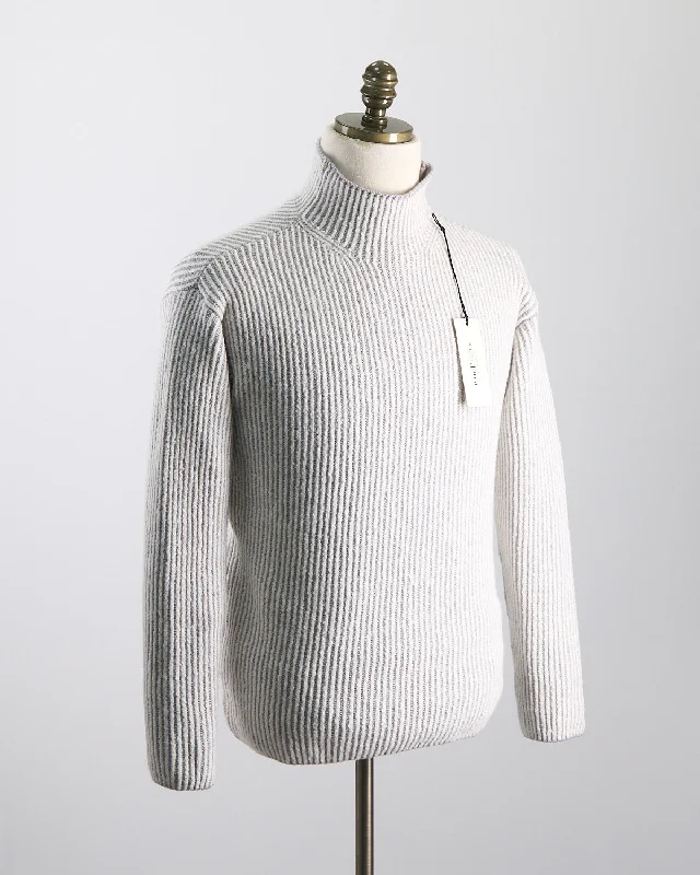 Soft Ribbed Hi Low Mockneck Sweater