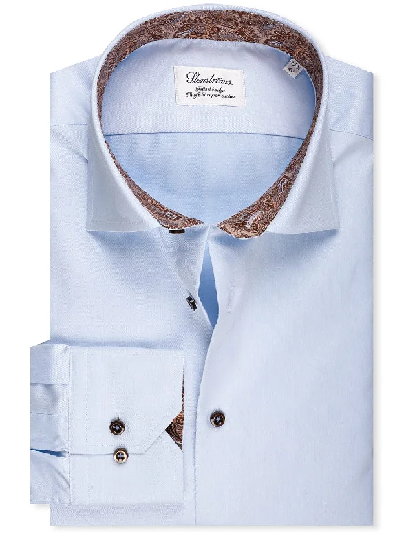 Plain Shirt With Paisley Contrast Blue