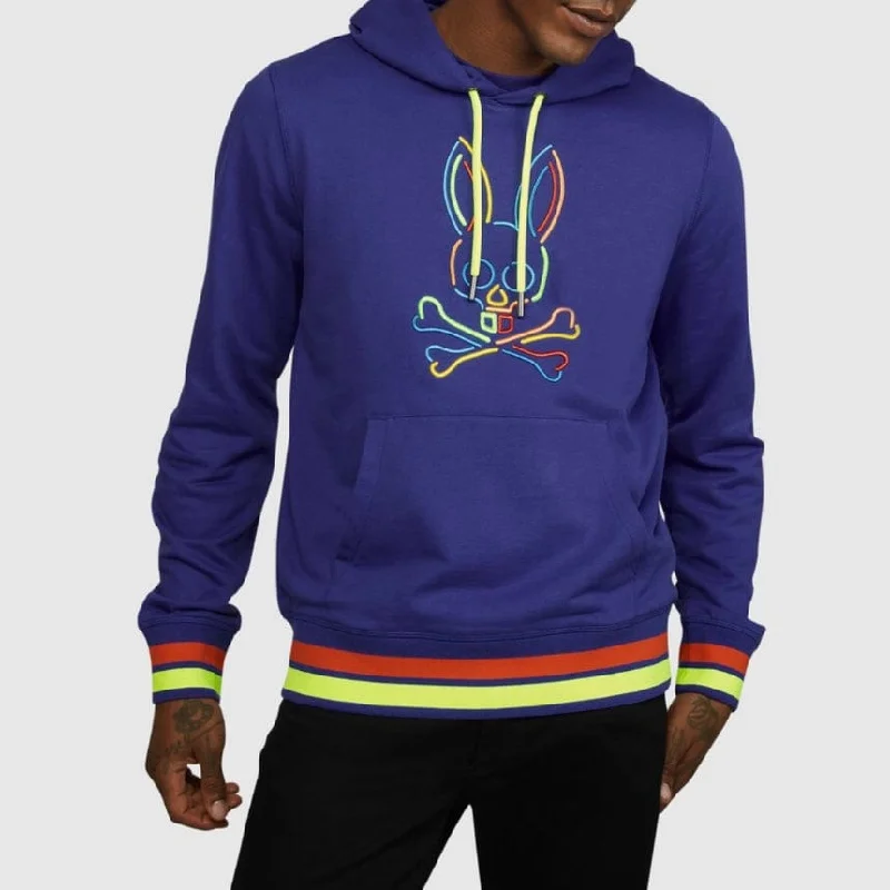 Psycho Bunny Barbon Neon Glow Hoodie (Bold Blue) B6H120Q1FT