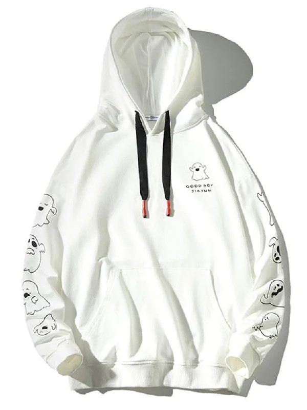 Relax Fit Ghost Print Hoodie