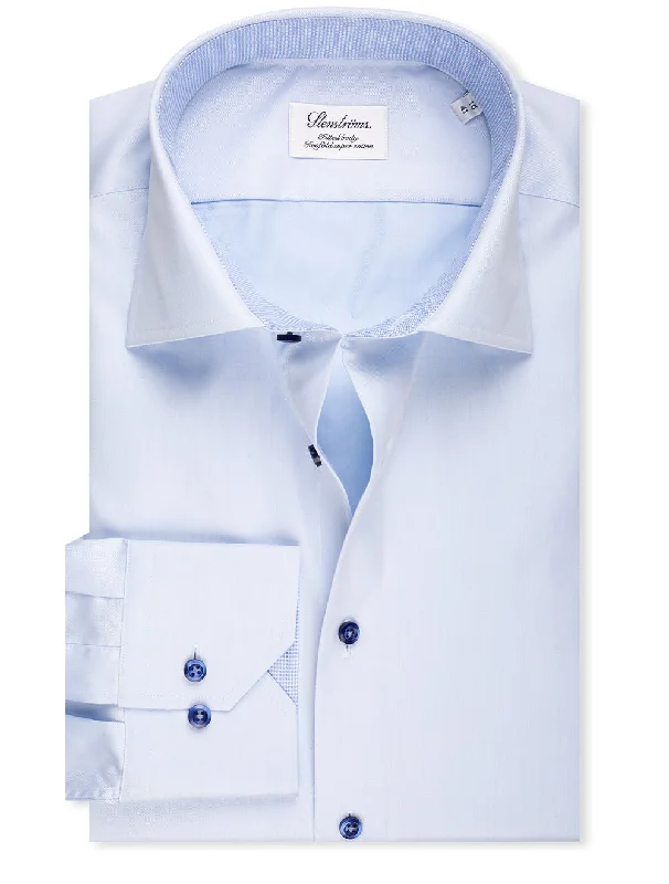 Fitted Plain Shirt With Ht In Blue