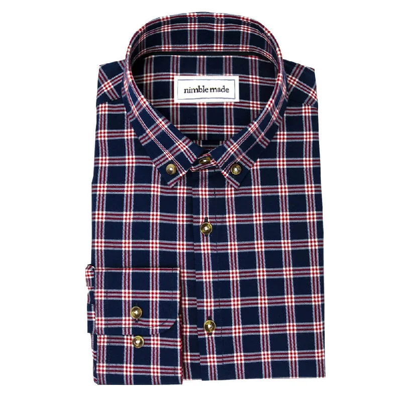 Navy and Red Flannel Button Down Shirt | The Showa