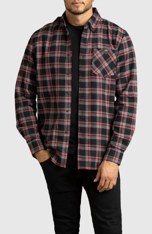 Red and Black Plaid Flannel Shirt