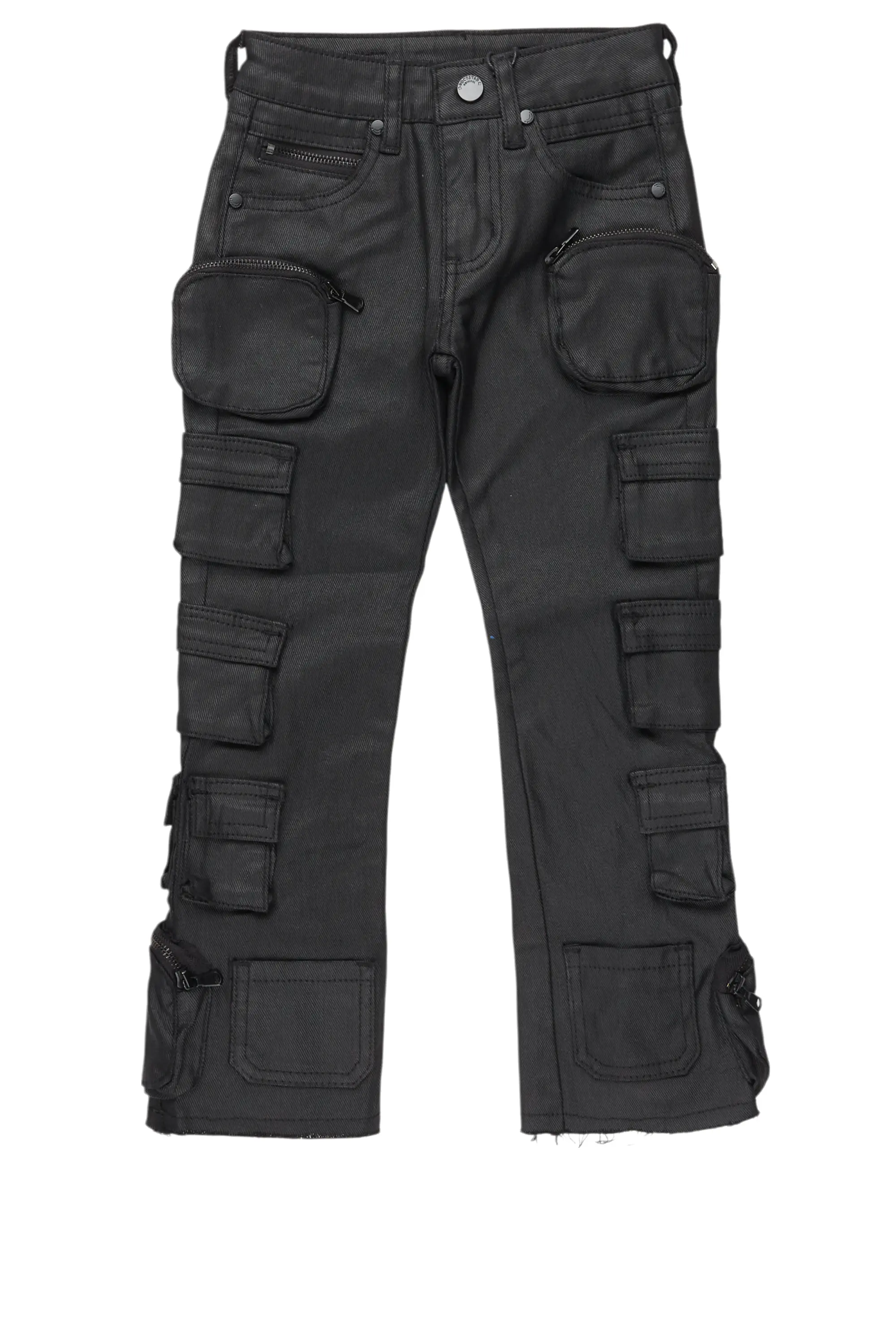 Boys Gawel Jet Black Stacked Flare Jean