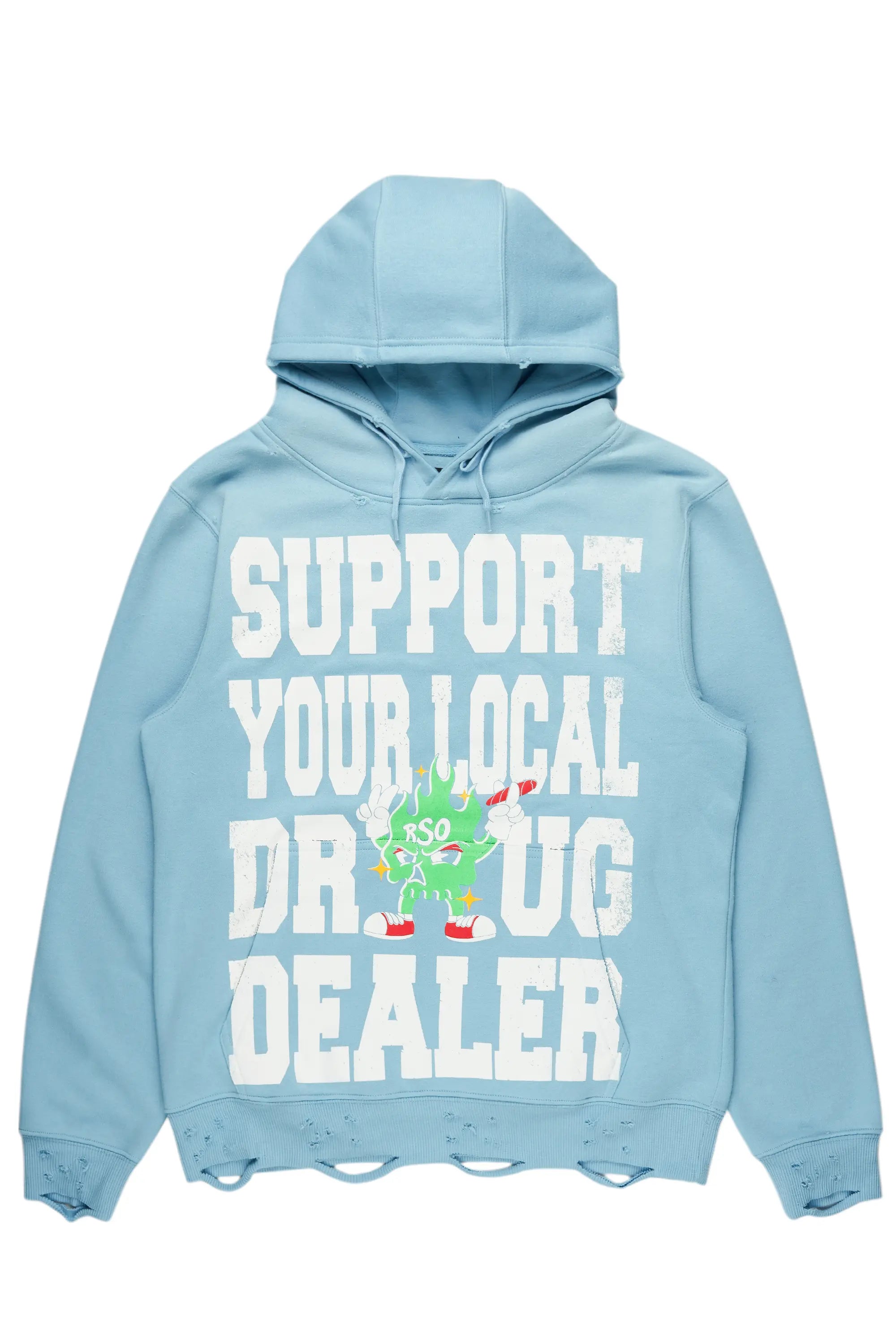 Tarl Baby Blue Distressed Graphic Hoodie