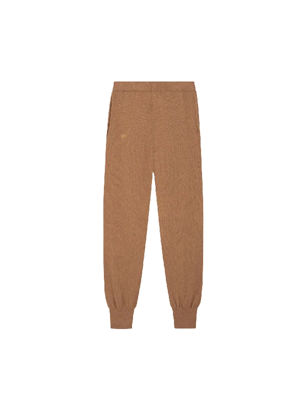 Mens Recycled Cashmere Track Pants—camel