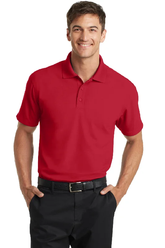 Port Authority Mens Dry Zone Moisture Wicking Short Sleeve Polo Shirt - Engine Red