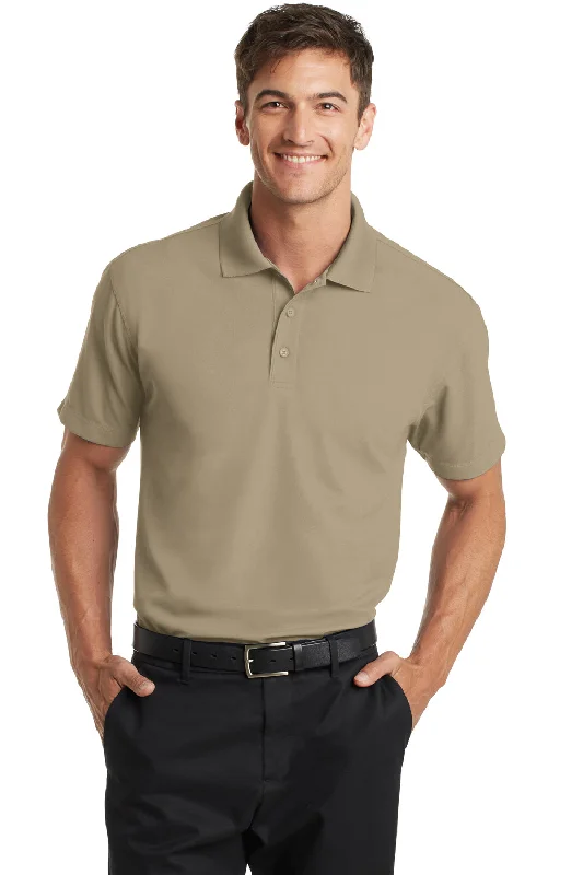 Port Authority Mens Dry Zone Moisture Wicking Short Sleeve Polo Shirt - Tan