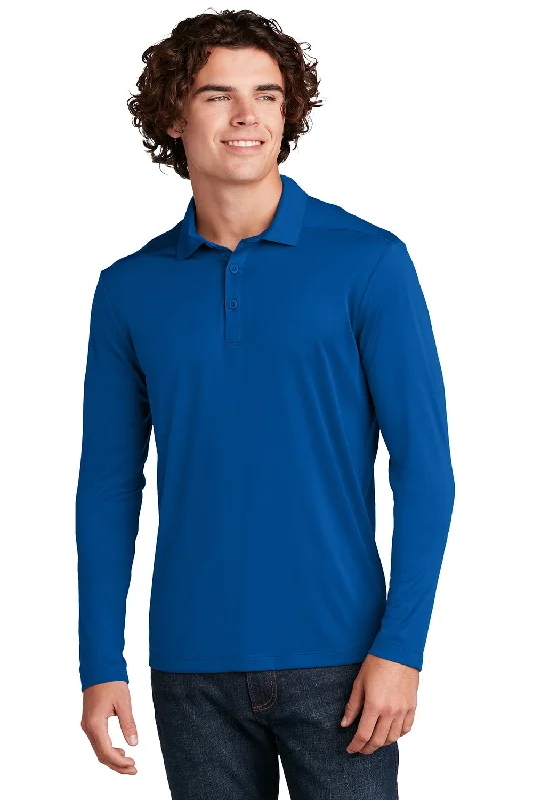 Sport-Tek Mens Moisture Wicking Long Sleeve Polo Shirt - True Royal Blue